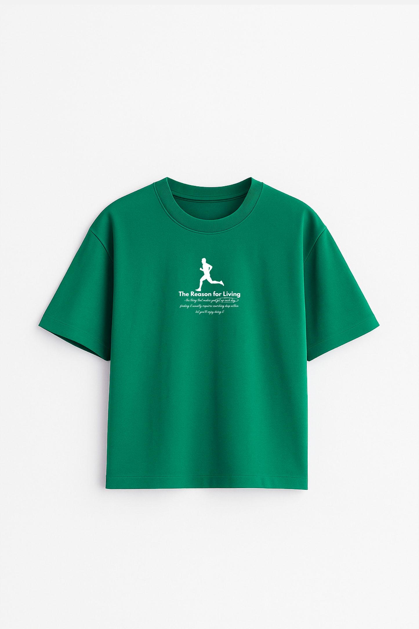 LUXVÓIRE™️ GREEN OVERSIZED T-SHIRT – CLIMBING LIFE’S HILL PRINT