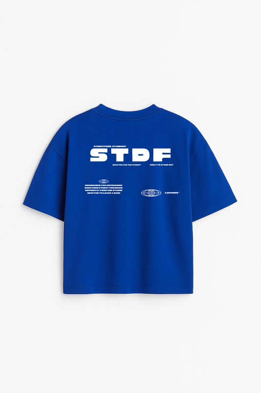 LUXVÓIRE™️ ROYAL BLUE STDF OVERSIZED GRAPHIC TEE