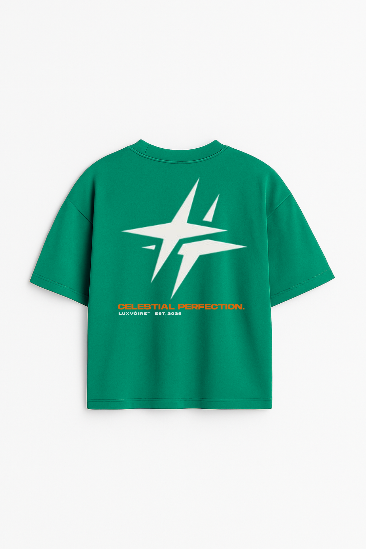 LUXVÓIRE™️ GREEN OVERSIZED T-SHIRT – CELESTIAL PERFECTION PRINT