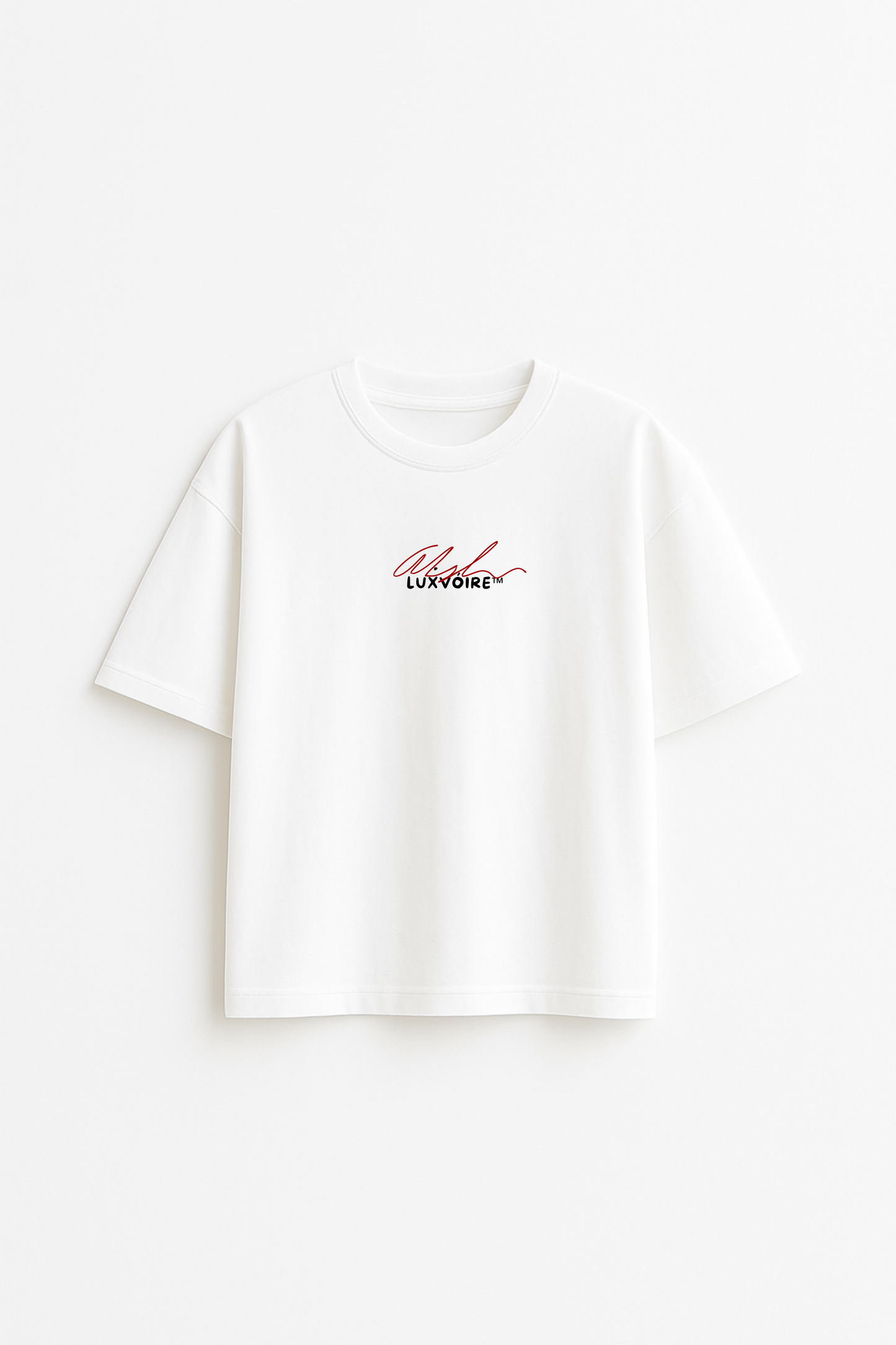LUXVÓIRE™️ SIGNATURE SCRIPT TEE – WHITE