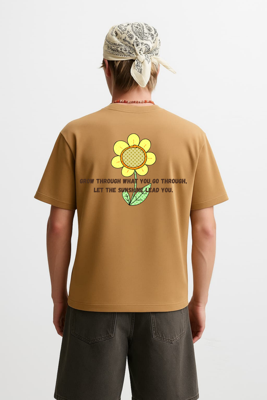 LUXVÓIRE™ BLOOM EDITION PREMIUM GRAPHIC TEE – SANDSTONE BROWN