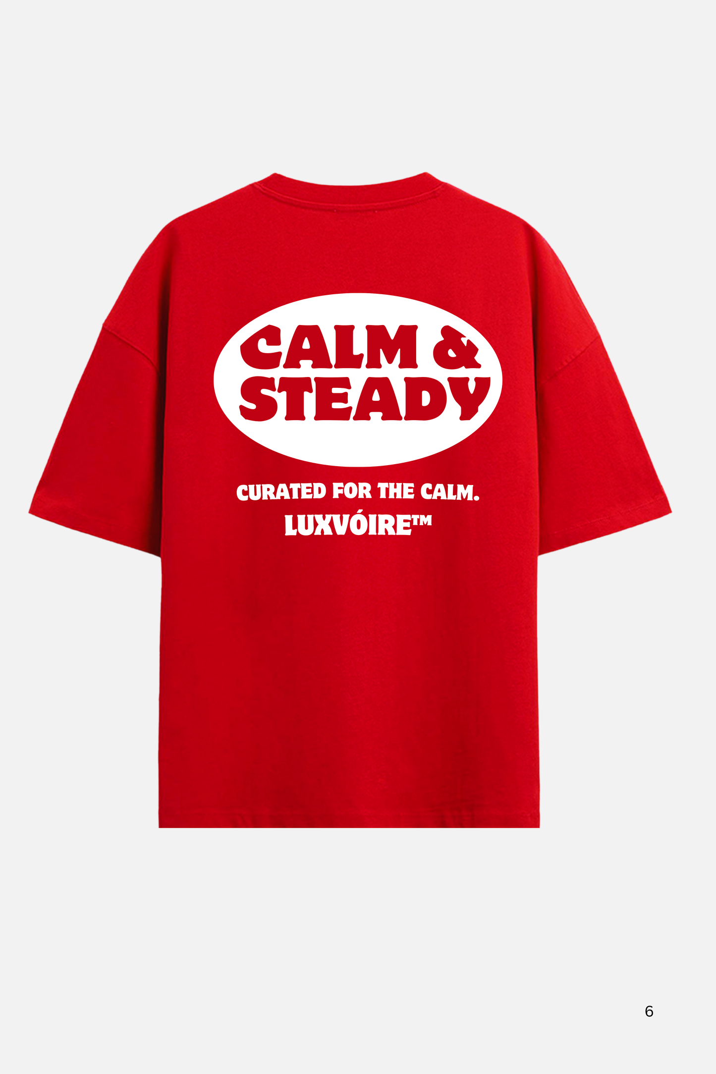 LUXVÓIRE™ CALM & STEADY SIGNATURE TEE – SCARLET EDITION