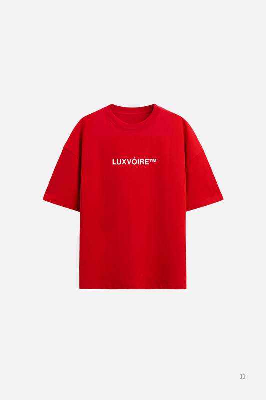 LUXVÓIRE™ IN THE WEB WE TRUST SIGNATURE UNISEX TEE – CRIMSON EDITION