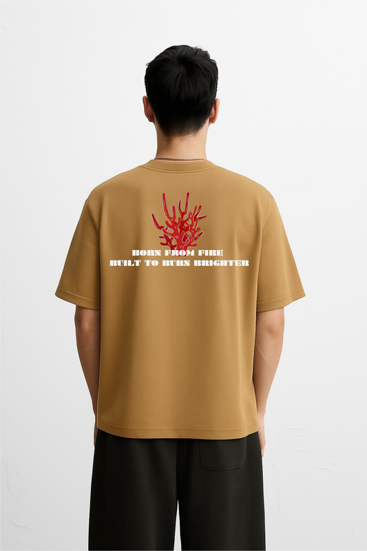 LUXVÓIRE™ FLAME EMBLEM TEE – EARTHSTONE BROWN