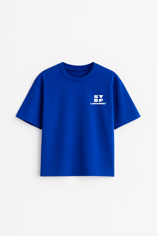 LUXVÓIRE™️ ROYAL BLUE STDF OVERSIZED GRAPHIC TEE
