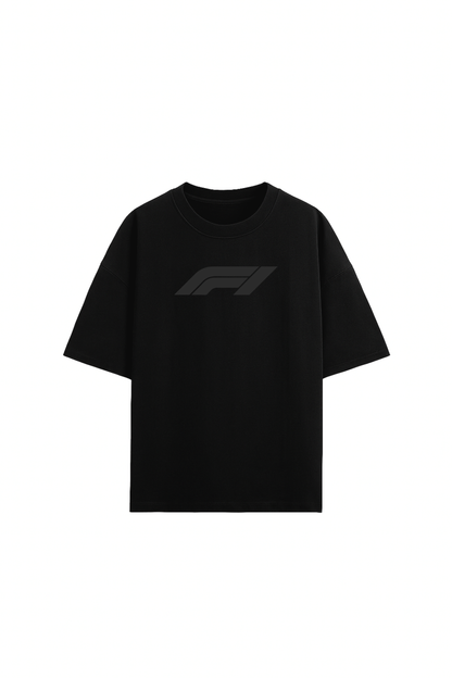 LUXVÓIRE™️ GRAND PRIX EDITION – BLACK ON BLACK F1 CREST TEE