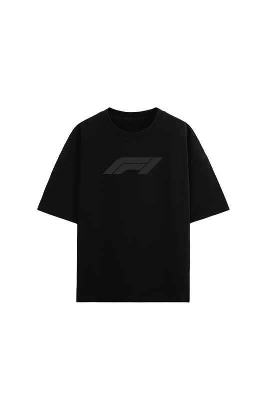 LUXVÓIRE™️ GRAND PRIX EDITION – BLACK ON BLACK F1 CREST TEE