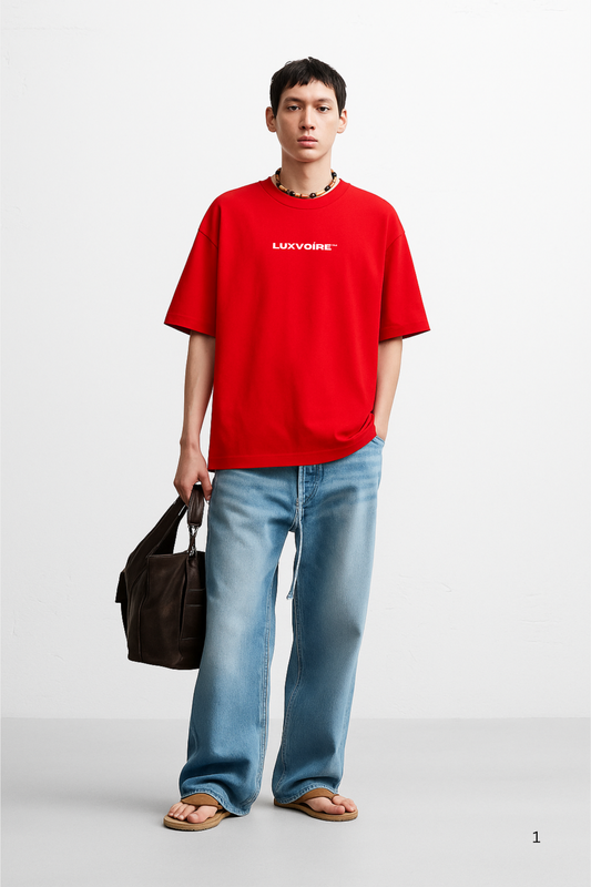 LUXVÓIRE™ COMFORT ZONE SIGNATURE UNISEX TEE – CRIMSON RED