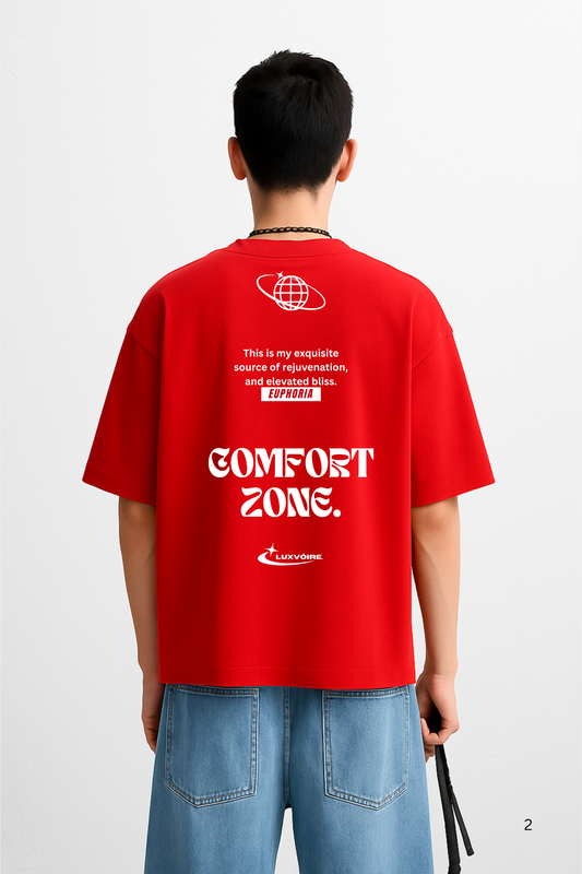 LUXVÓIRE™ COMFORT ZONE SIGNATURE UNISEX TEE – CRIMSON RED