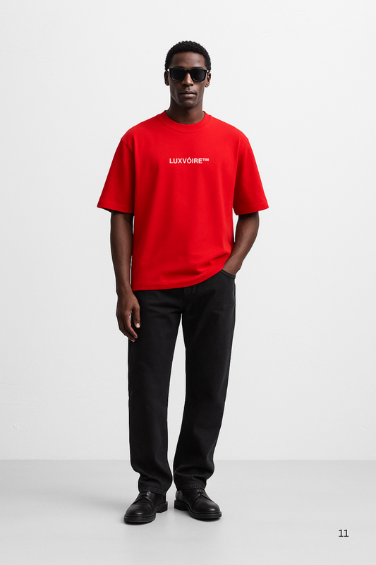 LUXVÓIRE™ IN THE WEB WE TRUST SIGNATURE UNISEX TEE – CRIMSON EDITION